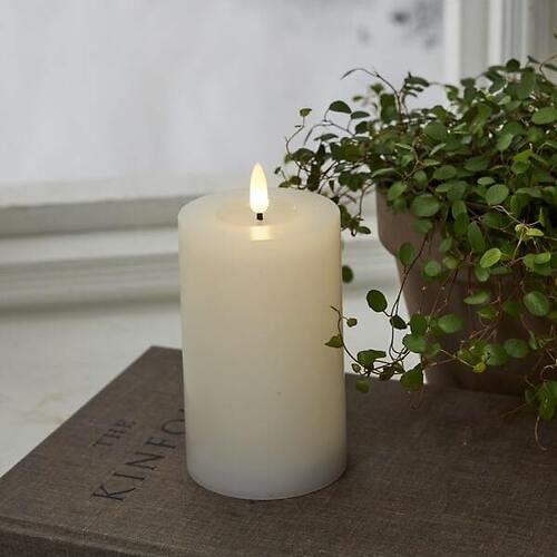 Star Trading LED vela cera real 7,5x12,5 cm Flame Flow cera espejo blanco 