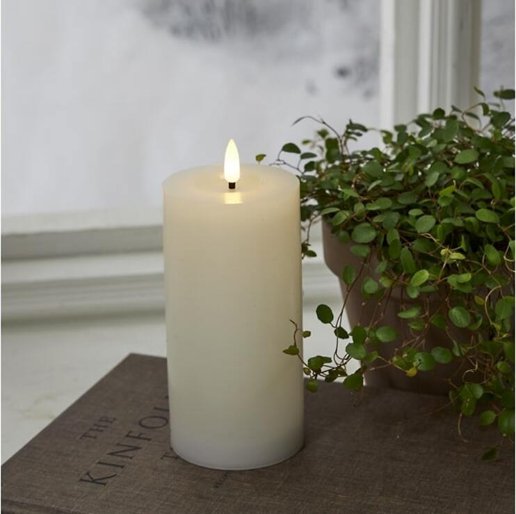 Star Trading LED candela in vera cera 7,5x17,5 cm Flame Flow cera specchio bianco  - Thumbnail 1