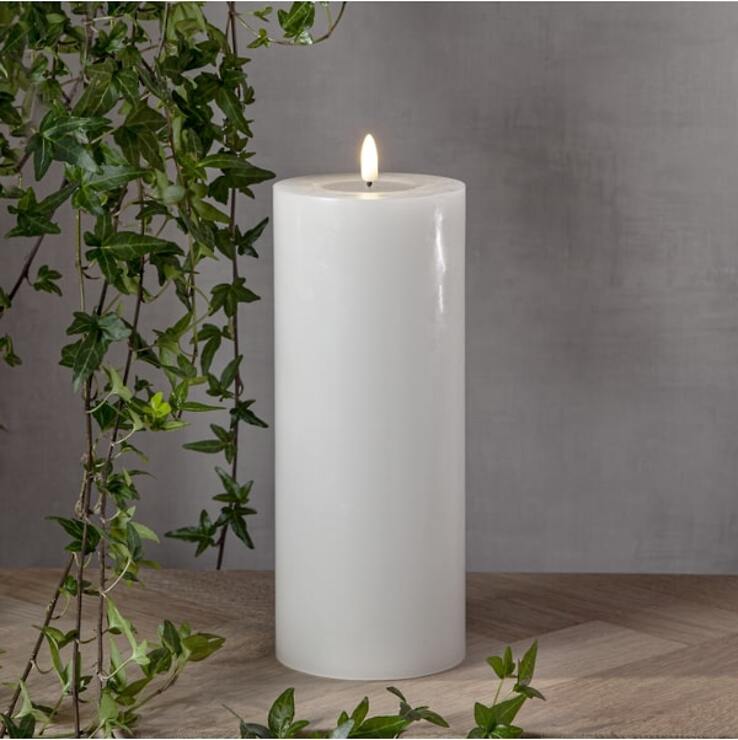 Star Trading LED candela Flame Flow Grande cera vera 10x27,5 cm cera specchio bianco  - Thumbnail 2