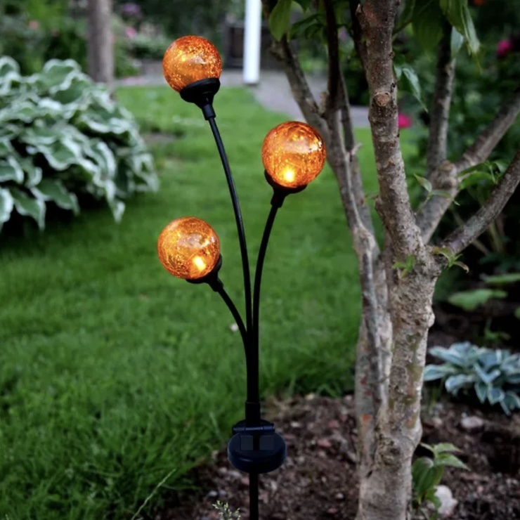 Star Trading Trieste LED Solar-Leuchtdekoration Kugeltrio 70 cm Bernstein - Thumbnail 1