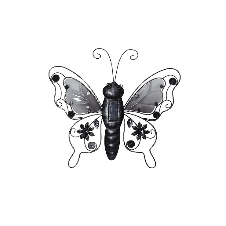 Star Trading Butterfly LED Solar-Wanddekoration Schmetterling 34 cm Schwarz - Thumbnail 2