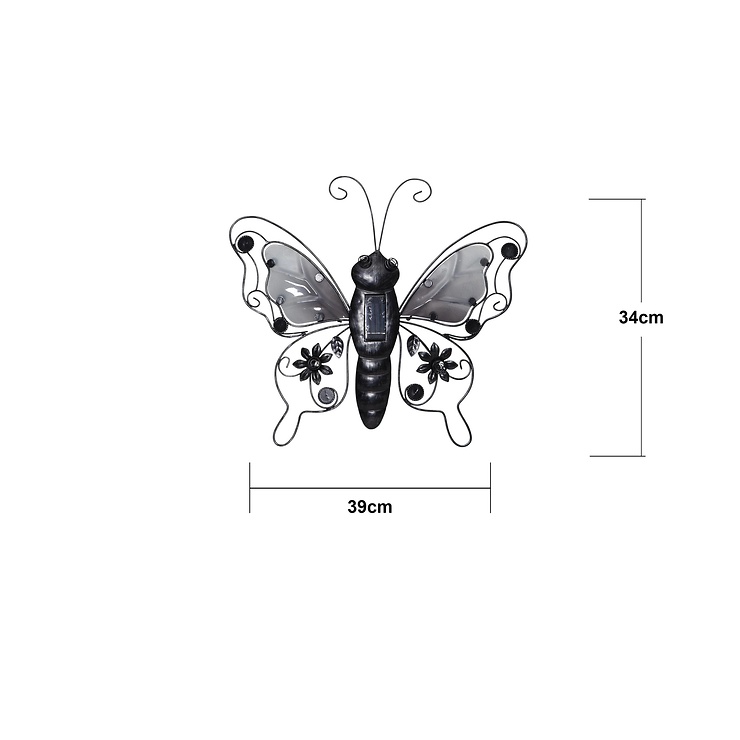 Star Trading Butterfly LED Solar-Wanddekoration Schmetterling 34 cm Schwarz - Thumbnail 3