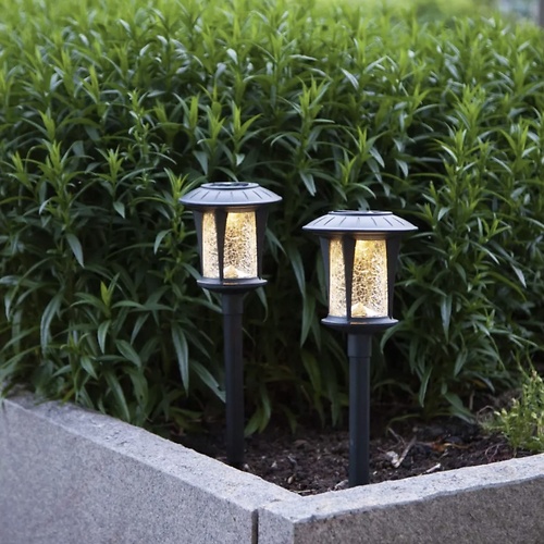 Star Trading Monaco LED Solar-Wegeleuchte 2er Set 32 cm Schwarz