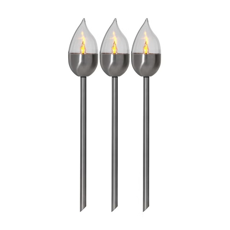 Star Trading Olympus LED Solar-Wegeleuchte 3er Set 40 cm Edelstahl Silber - Thumbnail 2