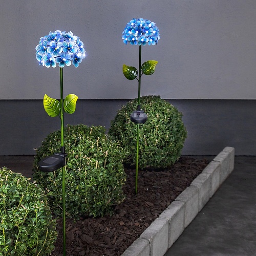 Star-Trading Hortensia LED Solar-Leuchtblume 77 cm Blau