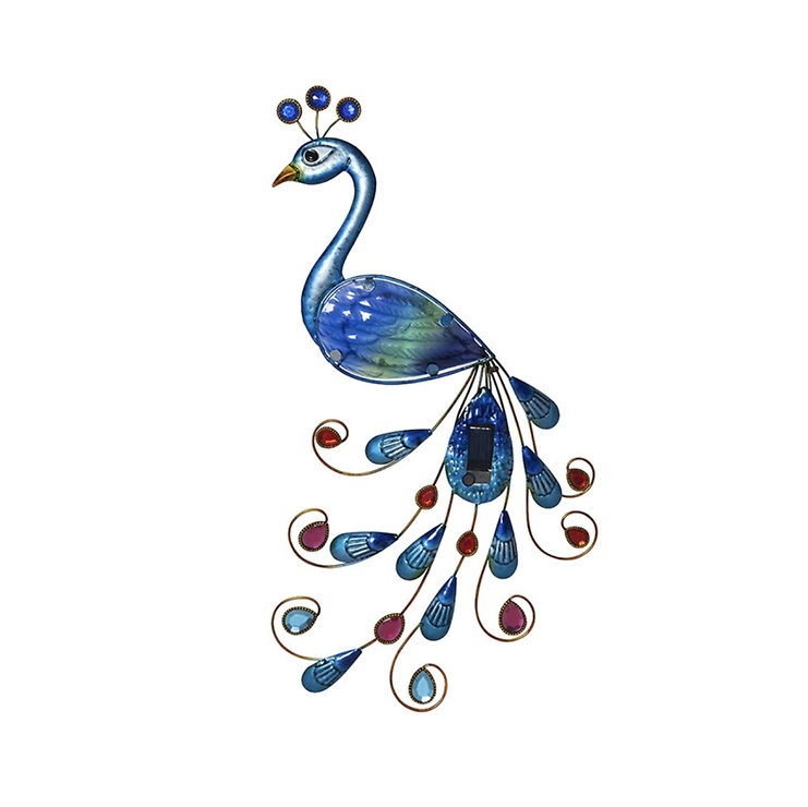 Star Trading Peacock LED Solar-Wanddekoration Pfau 52 cm Bunt - Thumbnail 2