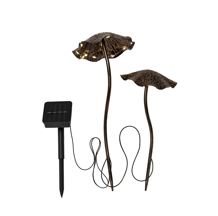 Star-Trading Lumini LED Solar-Leuchtdekoration Pilz 2er Set 37 cm Bronze - Thumbnail 2