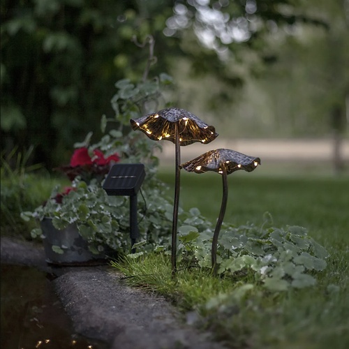 Star-Trading Lumini LED Solar-Leuchtdekoration Pilz 2er Set 37 cm Bronze