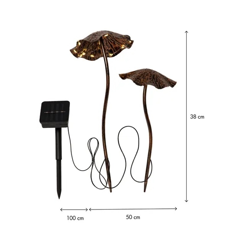 Star-Trading Lumini LED Solar-Leuchtdekoration Pilz 2er Set 37 cm Bronze - Thumbnail 3