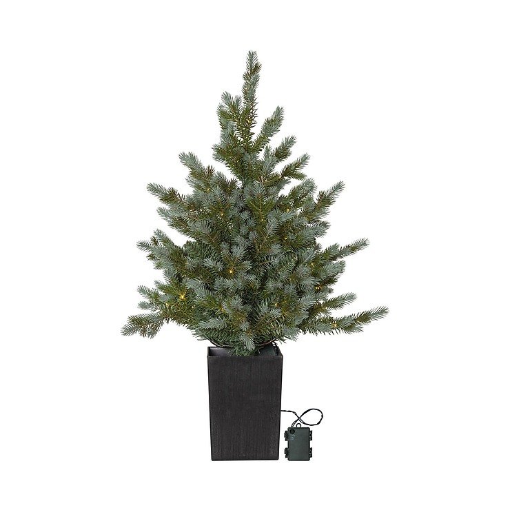 Star Trading Sapin de Noël LED Greyland 80 LED 90cm à piles extérieur - Thumbnail 2