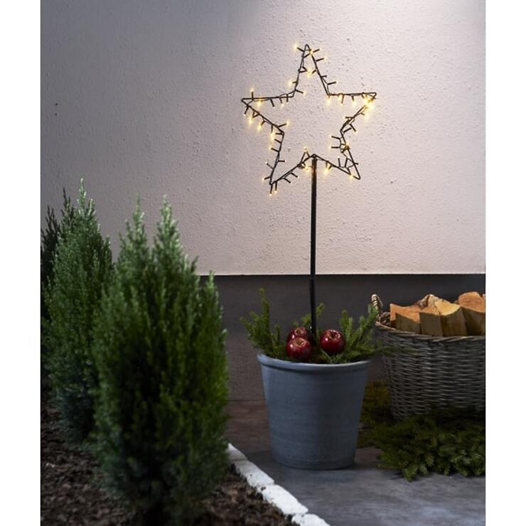 Star Trading LED star garden plug Spiky 60 LED warm white 39 x 92 cm black - Thumbnail 1