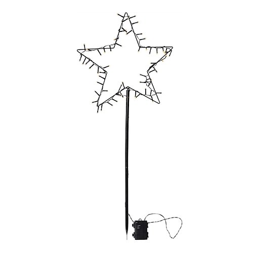 Star Trading LED étoile fiche de jardin Spiky 60 LED blanc chaud 39 x 92 cm noir