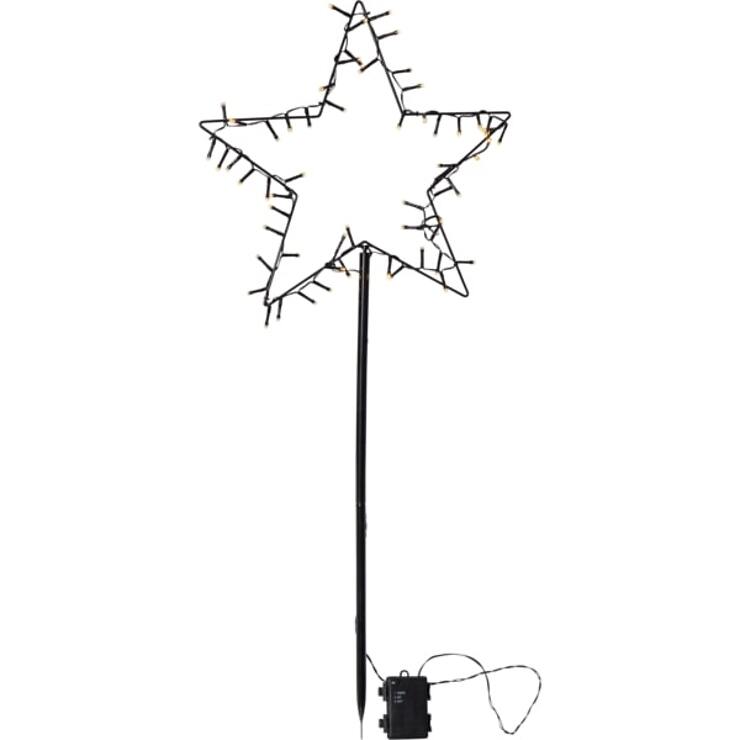 Star Trading LED étoile fiche de jardin Spiky 60 LED blanc chaud 39 x 92 cm noir - Thumbnail 1