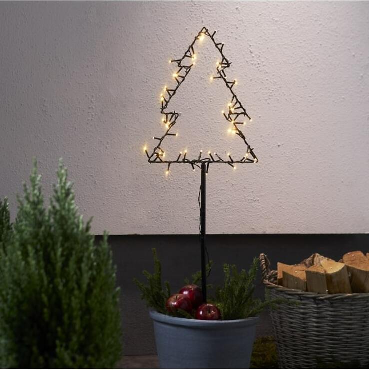 Star Trading Enchufe LED para árbol de jardín Spiky 60 LED blanco cálido 32 x 90 cm negro - Thumbnail 1