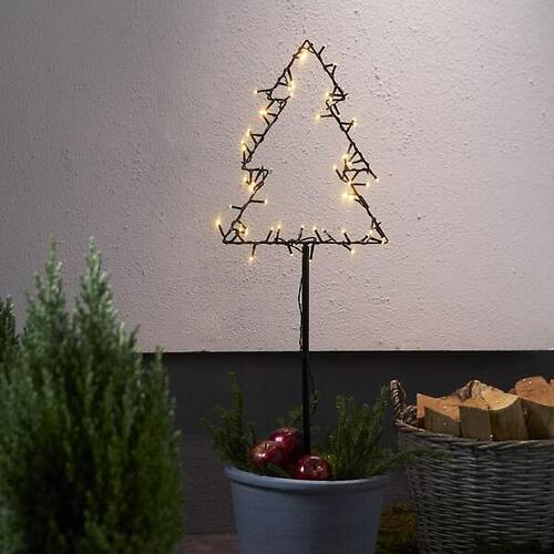 Star Trading LED Arbre Fiche de jardin Spiky 60 LED blanc chaud 32 x 90 cm noir