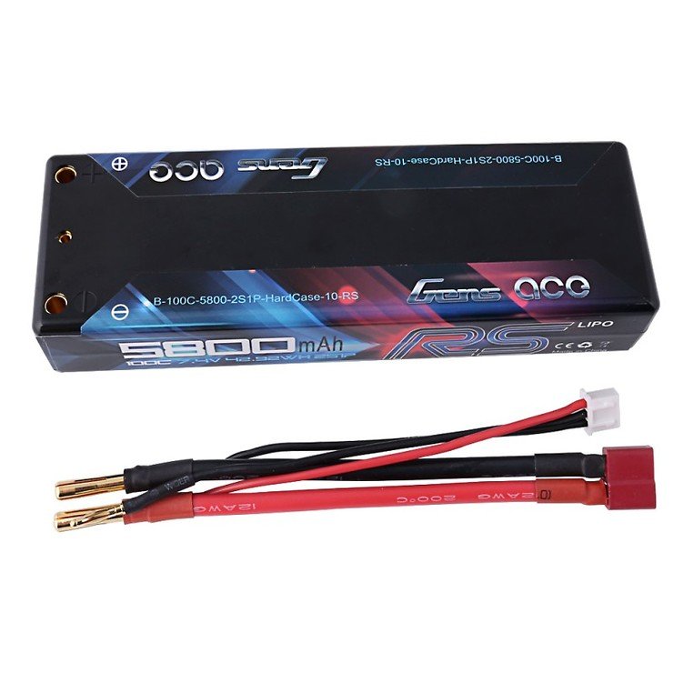 GensAce battery LiPo battery 5800mAh 2S1P 100C HardCase - Thumbnail 1