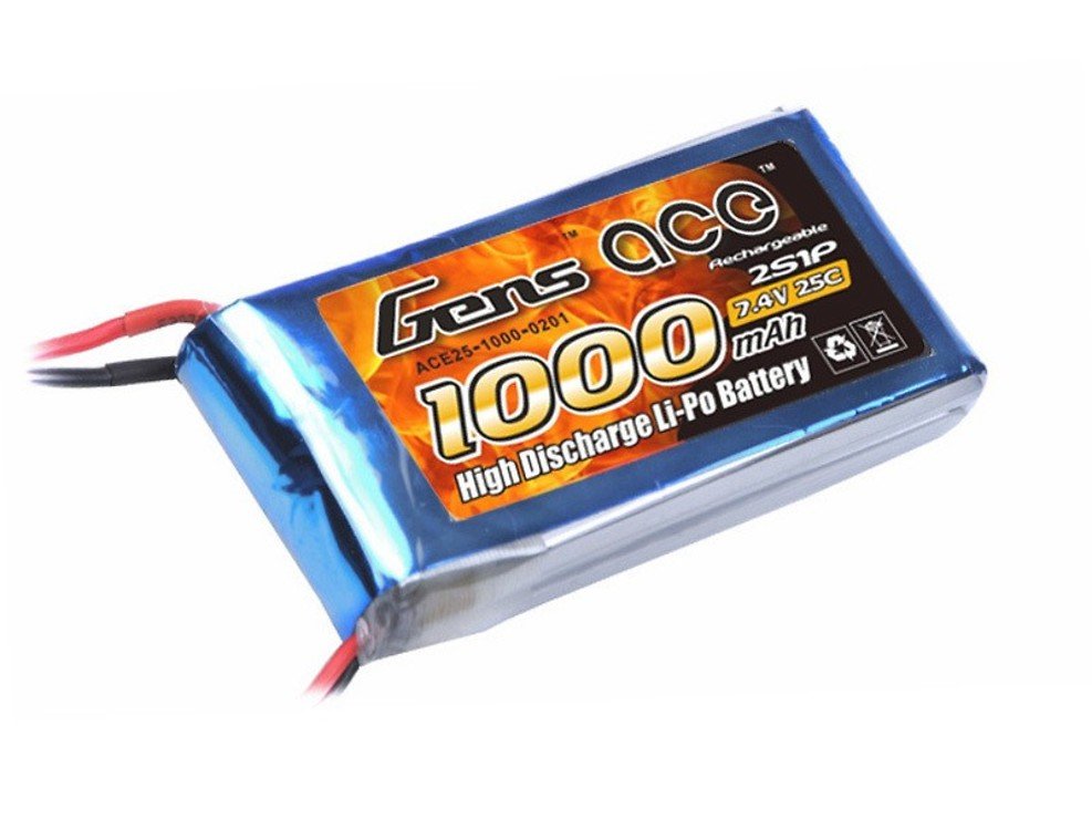 GensAce battery LiPo battery 1000mAh 7.4V 25C 2S1P - Pic 1