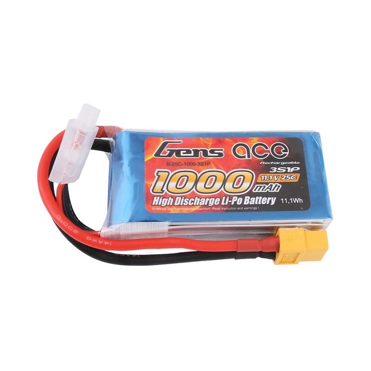 Batterie GensAce Batterie LiPo 1000mAh 11.1V 25C 3S1P avec XT60 - Pic 1