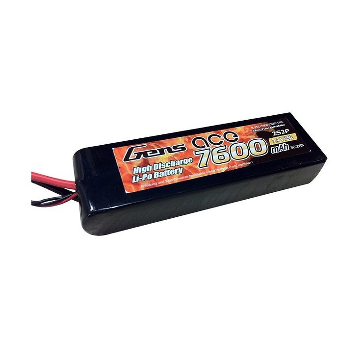 GensAce Batterie LiPo Akku 7600mAh 7.4V 25C 2S2P Lipo Battery mit TRX Connector - Thumbnail 1