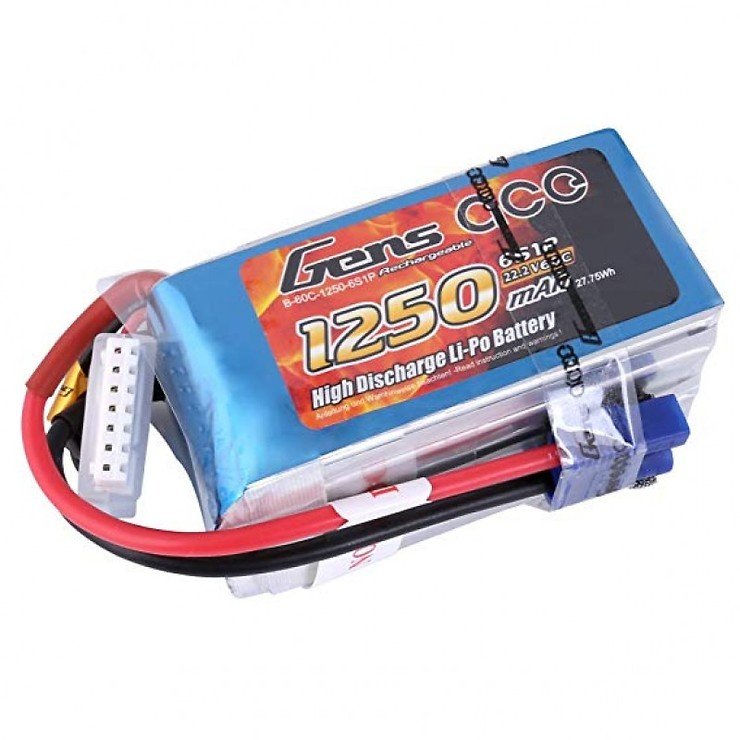 Batterie GensAce Batterie LiPo 1250mAh 6S1P 60C EC3 - Thumbnail 3