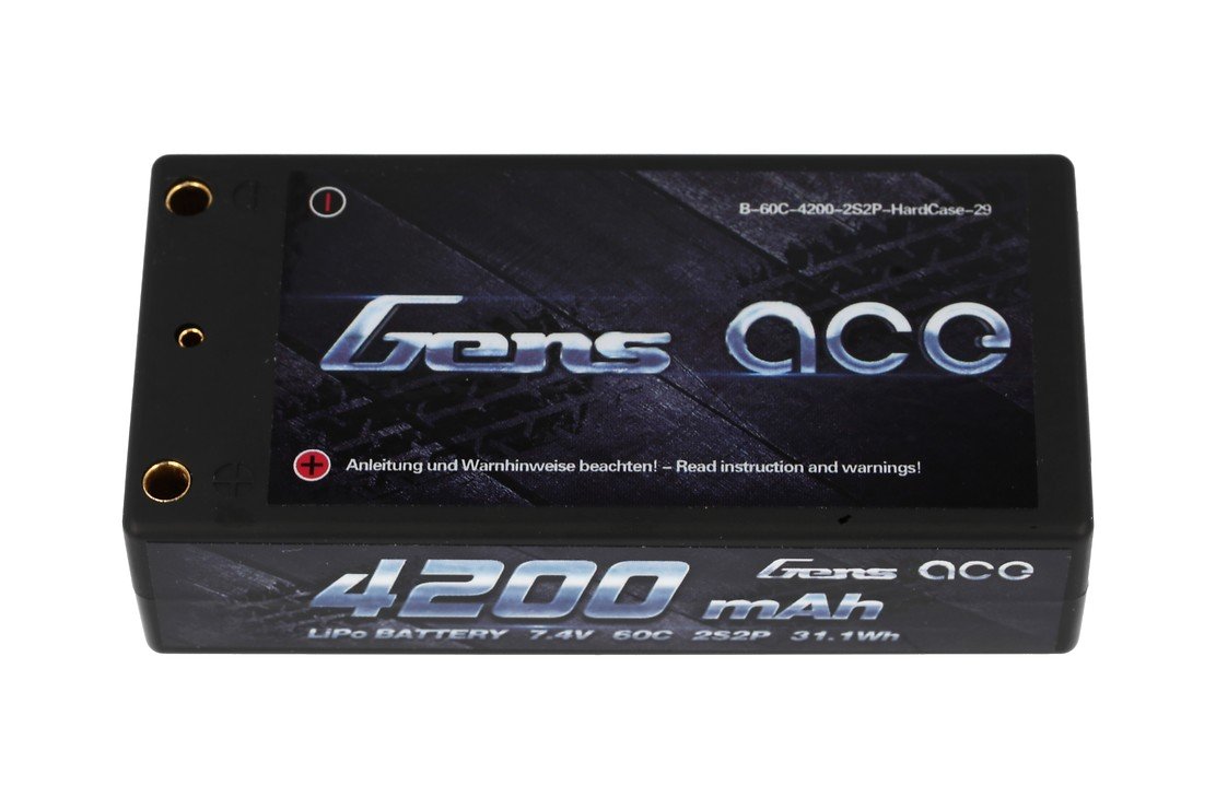 GensAce Batterie LiPo Akku 4200mAh 7.4V 60C 2S2P HardCase Lipo Akku 29 EFRA & BRC zertifiziert - Thumbnail 1