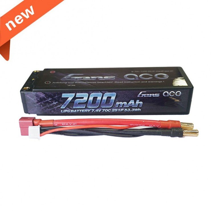 GensAce Batterie LiPo Akku 7200mAh 7.4V 70C 2S1P Hardcase 47 - Pic 1