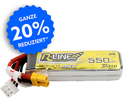 Tattu R-Line 550mAh 95C Lipo Battery 2S XT30