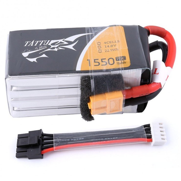 Batterie Tattu Batterie LiPo 1550mAh 4s 75C avec bouchon d'équilibrage amovible - Thumbnail 1