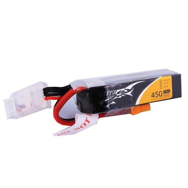 Tattu battery LiPo battery 450mAh 3S1P long size 75C XT30 - Thumbnail 1