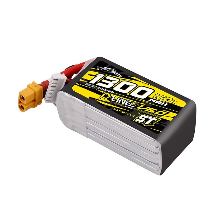 Tattu R-Line Version 6.0 1300mAh 22.2V 160C 6S1P Lipo Akku XT60U-F Plug - Thumbnail 1