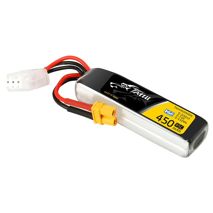 Tattu battery LiPo battery 2s 450mAh 95C 7,6V HV XT30 Long - Thumbnail 1