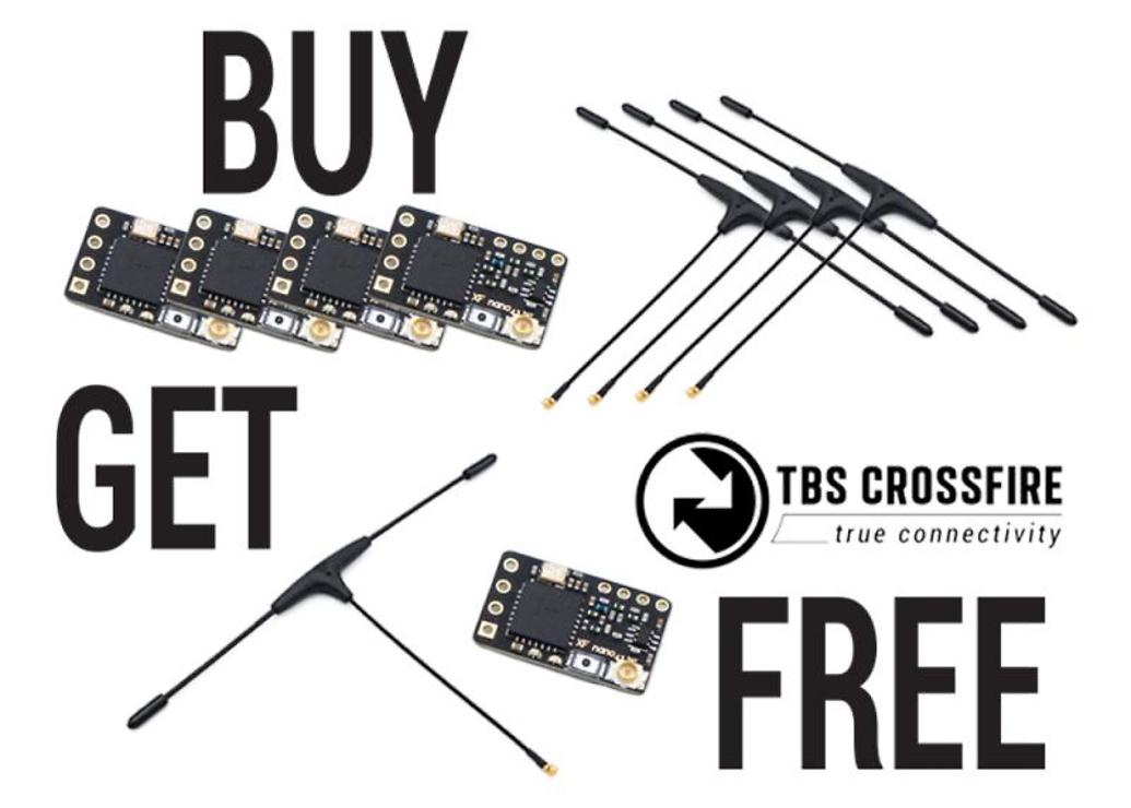 TBS Crossfire Nano RX 5er Set Bundle mit T V2 Antenne - Thumbnail 1