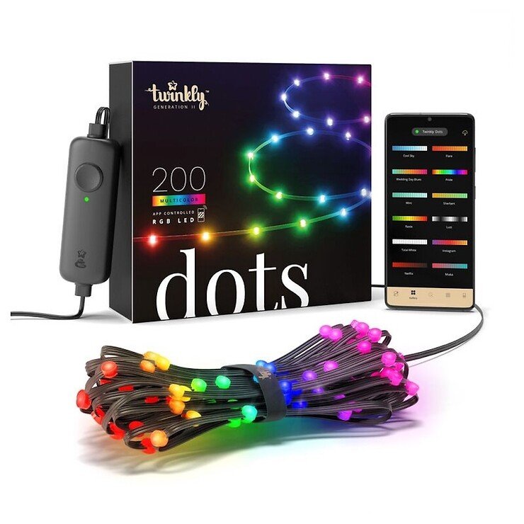 Twinkly Dots light chain 200 LED warm white and multicolor 10m black outdoor - Thumbnail 4