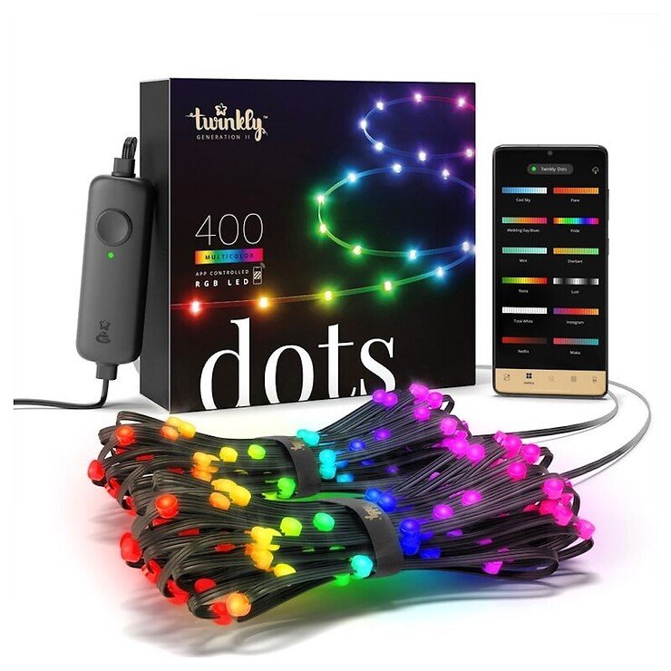 Twinkly Dots Lichterkette 400 LED warmweiß und multicolor 20m schwarz außen / innen - Thumbnail 4