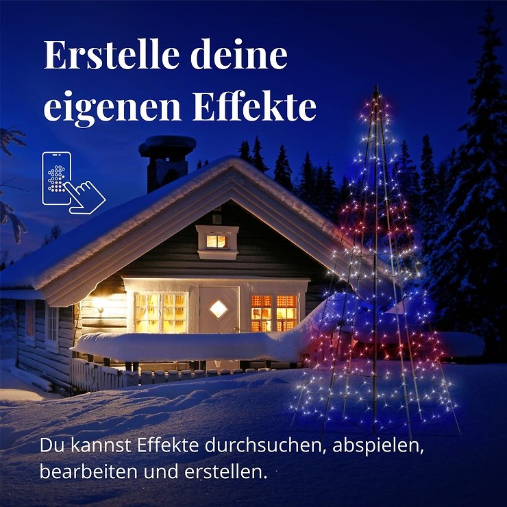 Twinkly Tree Pole LED Baum für Fahnenmast 1000 LED warmweiß und multicolor 6m schwarz - Thumbnail 6